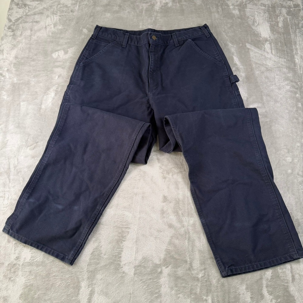 Carhartt Lot B11-MDT 2 Pairs Loose Original Fit Duck Work Pants Men's 38x34 Navy - Picture 2 of 10